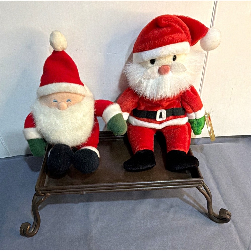 Vintage Christmas Santa Claus Plush Lot 1986 Hallmark 1998 Ty Beanie Baby Doll